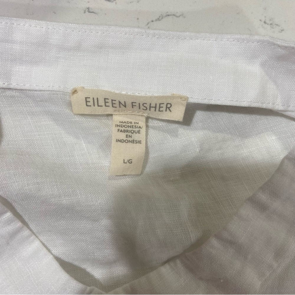 Eileen Fisher 100% organic linen button up blouse top size L - Picture 4 of 7